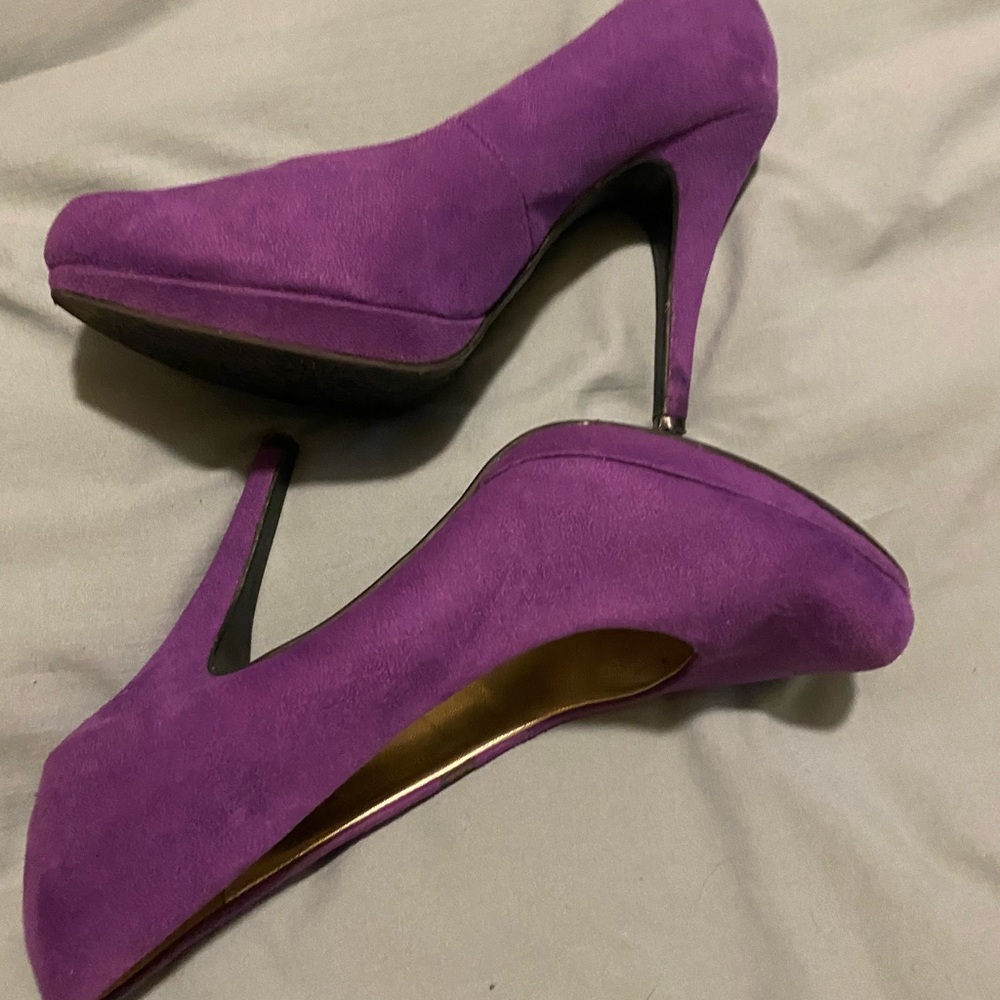 Purple suede heels